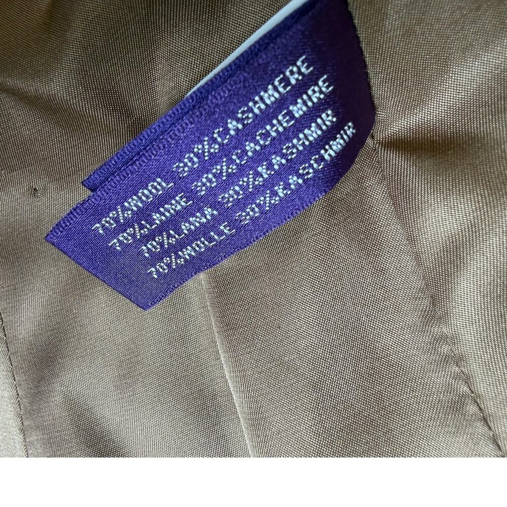 Ralph Lauren Collection Blazer Womens 6 Tan Herringbone Wool Cashmere Luxury - Picture 11 of 13